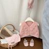 Suéter Colete Doce para Bebê Estilo Novo Primavera e Outono Colete de Tricô com Flores para Meninas Roupas Fofas para Passeio de Bebê