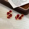 Moderna Colección de Pendientes Retro de Lujo Ligero Rojo Ancola con Gota de Aceite, Pendientes Versátiles Simples para el Uso Diario para Mujeres