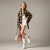 Camisa de Murciélago para Niña Camisa a Cuadros Primavera y Otoño Ocho Estaciones Otoño Nuevo Estilo Coreano Estilo Extranjero Camisa Chaqueta para Niños