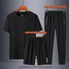2022 nueva camiseta de manga corta, traje deportivo para hombre, verano 2022, seda de hielo, secado rápido, pantalones cortos casuales para correr, conjunto de tres piezas