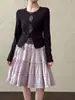 Saia de Bolo Fresca Camada em Estilo Pastoral Francês Ns para Mulheres, Novo Modelo de Primavera com Acabamento em Renda e Cintura Elástica Meia Saia 89023