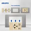 Painel de Aço Inoxidável Cinza Tipo 118 Estilo Tailandês com Tomada Interruptora de Carregamento Rápido USB Tipo-C 20W para Instalação Embutida na Parede
