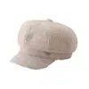 Sombrero de moda coreano para mujer de otoño e invierno, circunferencia de cabeza grande, adelgazante de cara, gorra de pico de pato, boina retro británica de rayas finas