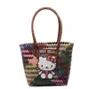 Bolsa de Palha Colorida de Mão para Verão Feminina 2025 Nova Moda Bolsa de Ombro de Grande Capacidade Bolsa de Praia de Férias de Alta Qualidade