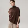 Chaleco de Cachemira con Cuello de Chimenea para Mujer, Chal de Cachemira Versátil sin Mangas de Color Sólido, Suéter de Punto con Mangas de Murciélago, Nuevo Top de Otoño