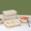 Caja de almuerzo biodegradable de almidón de maíz rectangular desechable caja de embalaje para llevar caja de almuerzo de doble compartimento tazón redondo grado alimenticio