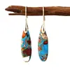 Pendientes de Aro con Colgante de Gota de Agua Piedra del Emperador Neo Bohemia Transfronterizos Pendientes Joyería Popular Europea y Americana de Piedra Natural