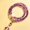 Pulsera de Abalorios de Círculo Único de Amatista, Cristal Torre Amarilla y Cristal Blanco, Pulsera Morada Original de Moda Romántica Amorosa para Mujeres