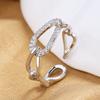 Anillo Geométrico Hueco Femenino Diseño de Nicho Sentido Anillo de Dedo Simple Moda Personalizada Anillo de Cola Temperamento Cadena Anillo Abierto