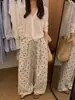 Pantalones casuales de lino holgados de pierna ancha con lunares estilo coreano para mujer, número de modelo 77571