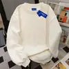 Moletom Redondo Preguiçoso Versátil Estilo Coreano Solto Moda Outono e Inverno Lã Grossa Cor Sólida Simples Top Tendência Ins