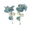Pendientes de Borlas de Flores Azules de Verano Super Hada, Impresionantes, Exagerados, Únicos y Hermosos Pendientes Estilo Resort Costero Venta al por Mayor