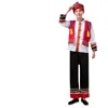 Disfraz de actuación Miao de manga larga para adulto masculino de la minoría de Guizhou disfraz de baile Zhuang escenario Hulusi disfraz de actuación