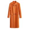 Leche de papaya ropa de invierno nueva moda elegante europea y americana cuello alto longitud media lana con cinturón adelgazante abrigo para mujeres a la moda