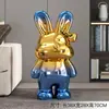 Decoración de Conejo de Lujo Ligero de Pie para Sala de Estar, Altavoz Bluetooth Junto al Sofá, Figura Ornamental Galvanizada de Moda