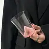 Taza Rosa Vista Montaña Diseño Único Vaso de Cristal Montaña Simple Vaso de Agua Copa de Cóctel Taza Montaña Nevada Taza de Whisky Mujer