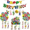 Variedade de kit de decoração de festa tema Mario em estoque banner de aniversário bandeira de puxar decoração suspensa topo de bolo balão