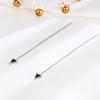 Pendientes largos de plata de ley S925 con forma de triángulo negro, elegantes, estilo coreano, con personalidad sencilla, accesorios para mujer