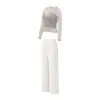Conjunto de Yoga Ligero y Transpirable para Mujer, Cubierta de Malla para Superponer, Pantalones de Pierna Ancha de Cintura Alta, Conjunto de Dos Piezas para Entrenamiento en Gimnasio para Mujer