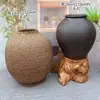 Jarrón de Cerámica Estilo Wabi-Sabi Retro Americano, Jarrón de Cerámica Rústica para Flores Secas, Adorno Vintage Inspirado en Zen Hecho a Mano para Exhibir en una Repisa