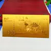 2027 Año de la Oveja Tres Ovejas Traen Prosperidad Lámina de Oro Billete Conmemorativo 100 Yuanes Billete de Oro Saludo de Año Nuevo Sobre Rojo Souvenir Atractivo Regalo