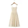 Vestido Longo Floral de Verão Estilo Francês Europeu e Americano Gufeng Holiday, Vestido Atraente com Faixa para Marcar a Cintura, Novo Design Fresco e Doce