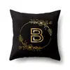 Fronha de Poliéster Flor Preto Dourado decoração de casa fronha estampada 26 letras em inglês capa de almofada QTB09