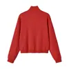 Fábrica de Ropa para Mujer Transfronteriza Venta al por Mayor 2026 Venta al por Mayor Primavera y Otoño Nuevo Manga Larga Cuello Alto Casual Cremallera Roja Tejido