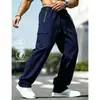 Calças casuais de moda versáteis de verão para homens, de corte solto, para academia, esportes, cargo, com múltiplos bolsos, perna reta, atacado