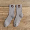 Meias femininas meias femininas de cano médio urso bordado outono e inverno fofas meias de algodão japonesas meias da moda meias de lã grossas