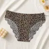 En Stock Transfronterizo Tallas Grandes Sin Costuras de Seda de Hielo para Mujer, Delgados y Sexys Estampado de Leopardo de Cintura Media Bragas para Mujer al por Mayor