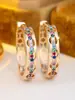 Pendientes de aro grandes calados de colores con diamantes, superventas transfronterizos, pendientes circulares calados vintage con circonita arcoíris