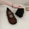 Sapatos de trabalho slip-on para o dia a dia com solas macias, mocassins femininos, sapatos Mary Jane de corte baixo, sapatos de bico redondo estilo coreano, estilo floresta