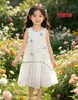 Vestido de Tirantes Blanco Liso Teñido Tie-Dye Estilo Étnico para Niños Vestido de Tirantes para Niñas Venta al por Mayor
