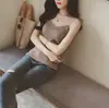 Novo Estilo Quente Feminino Estilo Coreano Slim Malha Camiseta de Alcinha Sexy Emagrecimento Visual Fina Camisola Feminina Atacado