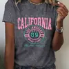 Camiseta Feminina Retrô com Estampa Gráfica da Califórnia, Manga Longa - Macia, Elástica, Gola Careca, Top Casual, West Los Angeles