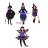 Cosplay Halloween Crianças Traje de Bruxa Morcego Saia de Gaze Roxa Elfo Bruxa Traje Bala