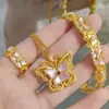 Loja de ouro com flores antigas menina borboleta colar anel pulseira traje de princesa incrustado de jade corrente Chopin