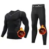 Pelúcia Masculino Roupa Esportiva Corrida Treinamento Exterior Quente Secagem Rápida Fitness Azul Treinamento de Futebol Alta Elasticidade Cobertura Térmica
