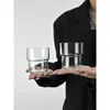 Taza Apilable de Vidrio Ins Taza Ligera para Hielo Café Latte Americano Taza para Beber Agua Taza Caliente Taza para Jugo Té con Leche