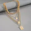 Juego de seis piezas de collares de cadena multicapa de estilo metálico europeo y americano, cadenas para la clavícula de moda transfronteriza, accesorios de nicho de lujo ligero para mujer