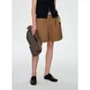 Shorts Casuais de Linho Estilo Old Money Neihe para Mulheres com Cinto Cintura Alta Primavera/Verão Novas Calças Femininas 257057