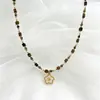 Collar de Acero Titanio con Piedras Naturales de Colores y Cuentas Flor de Concha para Mujer Cadena de Clavícula en Capas de Lujo Ligero de Diseño de Nicho