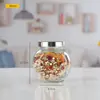 Pote de Vidro Transparente para Armazenamento Atacado Garrafa de Vidro Tambor Plano Pote Selado para Chá Garrafa de Embalagem de Goji Berry Preto Garrafa Selada