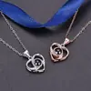 Collar de proyección de plata de ley 100 idiomas transfronterizo popular, joyería femenina, flor eterna, caja de regalo, regalo de Navidad, San Valentín