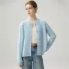 Moda Nueva Otoño e Invierno Suéter Sencillo de Cachemira para Mujer Cardigan de Cuello Redondo Suéter de Punto Trenzado Temperamento Versátil Adelgazante Oculta Defectos