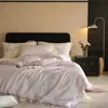 Juego de ropa de cama de lujo de 100 hilos de Tencel austriaco Lenzing de cuatro piezas, suave como la seda para dormir sin ropa, sábana y funda de edredón de seda helada de verano