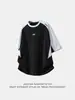 Camiseta de Manga Corta Texturizada Bordada con Bloques de Color de Marca de Moda Estilo Verano Algodón Puro Top Deportivo Camiseta Casual Americana Q