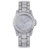 Reloj de mujer estrellado con correa de acero transfronterizo con incrustaciones de diamantes, reloj de cuarzo dorado tricolor de aleación de cristal caliente de WeChat al por mayor