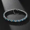 Pulseira Transfronteiriça Amazon 4mm para Mulheres, Joia de Ouro Branco Totalmente Diamantada, Cor de Zircônia Tennis Estilo Quente Corrente Popular
